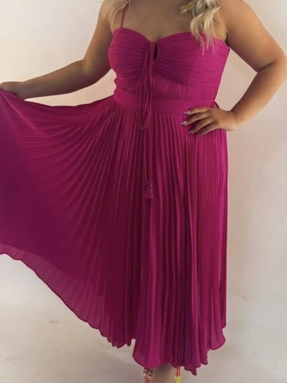 Size 16 NWT Alex Marie Fuchsia Pleated Dress - Picture 6 of 6